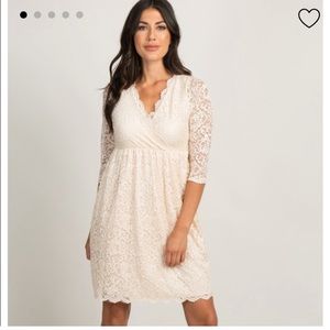 NWT PinkBlush Cream Lace Overlay Wrap Dress